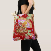 Oriental hand fan japanese floral tote bag (Dichtbij)