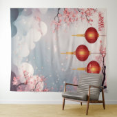 Oriental Happy New Year Achtergrond Wandkleed (In Situ (horizontaal))