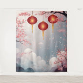 Oriental Happy New Year Achtergrond Wandkleed (Voorkant)