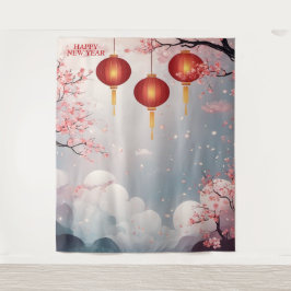 Oriental Happy New Year Achtergrond Wandkleed