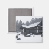 Oriental House in Bossen bedekt in sneeuw Magneet (Voorkant / Achterkant)
