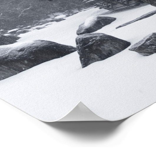 Oriental House in Bossen bedekt in sneeuw Poster (Hoek)