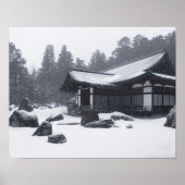 Oriental House in Bossen bedekt in sneeuw Poster (Voorkant)