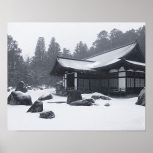 Oriental House in Bossen bedekt in sneeuw Poster