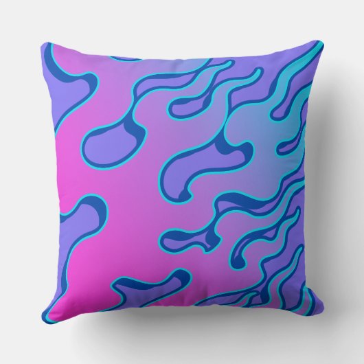 Oriental Japanese Neon Flame Pattern Kussen (Achterkant)