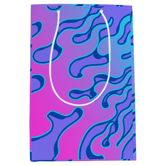 Oriental Japanese Neon Flame Pattern  Medium Cadeauzakje (Voorkant)