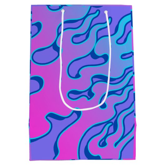 Oriental Japanese Neon Flame Pattern  Medium Cadeauzakje (Achterkant)