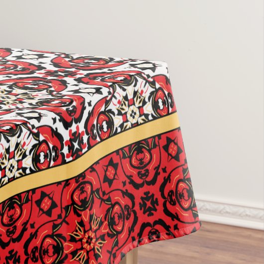 Oriental kerstfeestay Damask Red en Gold Tafelkleed (Voorbeeld)