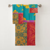 ORIENTAL Kleurrijk Groen Rood - Badhanddoek Set Bad Handdoek (Insitu)
