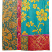 Oriental Kleurrijk Groen Rood - Douchegordijn (Voorkant)