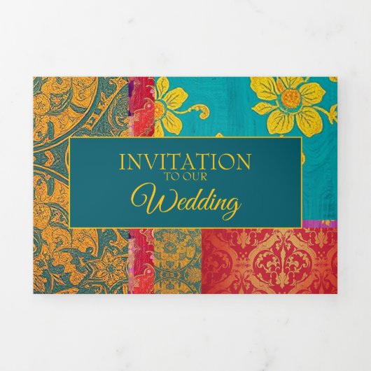 ORIENTAL Kleurrijk Groen Rood - Uitnodiging Kaart (Cover)