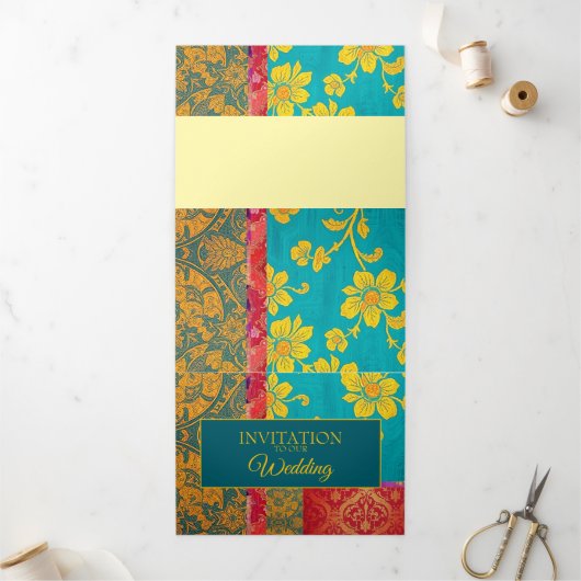 ORIENTAL Kleurrijk Groen Rood - Uitnodiging Kaart (Buitenkant)