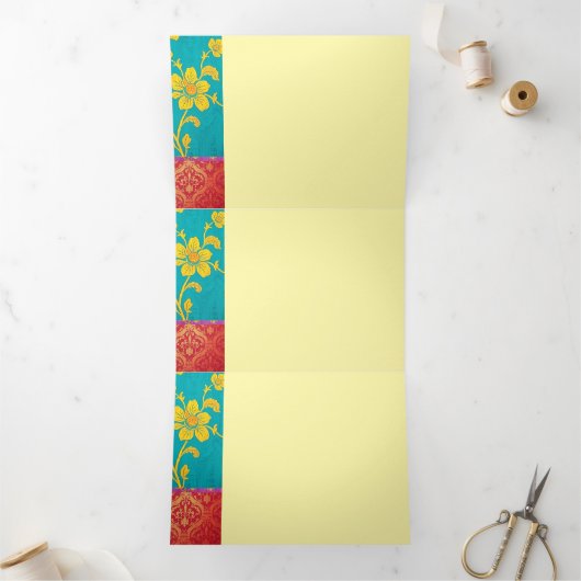 ORIENTAL Kleurrijk Groen Rood - Uitnodiging Kaart (Binnen)