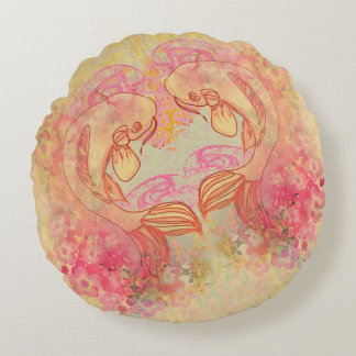 Oriental Koi Carp, Round Cushions Rond Kussen