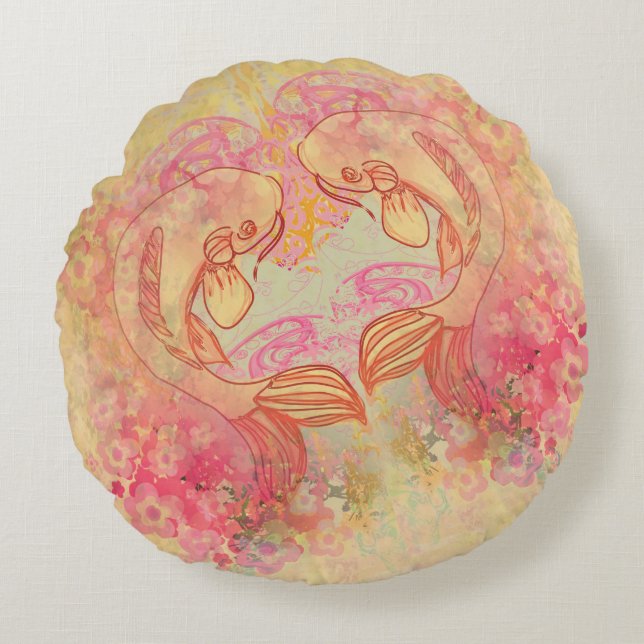 Oriental Koi Carp, Round Cushions Rond Kussen (Voorkant)