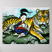 Oriental Lady en Tiger Graffiti Poster (Voorkant)