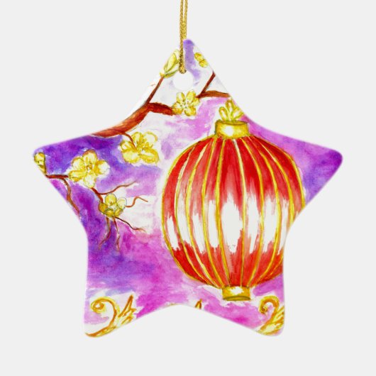 Oriental Lantern Art Keramisch Ornament (Voorkant)