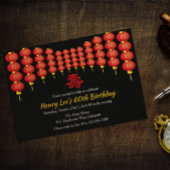 Oriental Lantern Longevity Birthday Party Invite Kaart