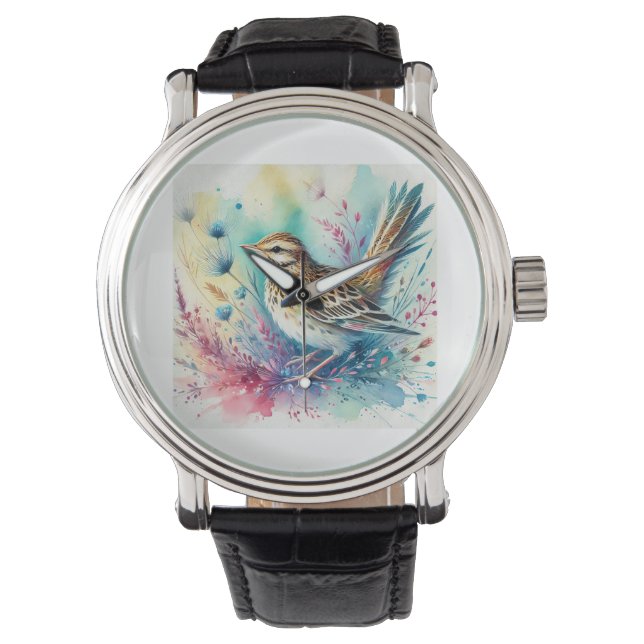 oriental lark 260924AREF124 - Watercolor Horloge (Voorkant)