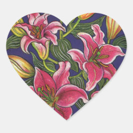 Oriental Lilies Hart Sticker