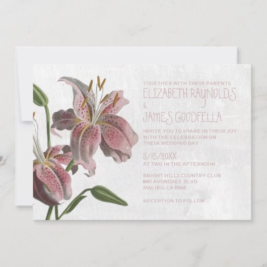 Oriental Lily Wedding Invitations Kaart (Voorkant)