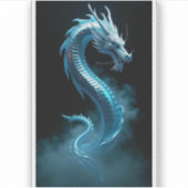 Oriental Liquid Chrome Dragon Blue Steel Modern Ar Sticker (Voorkant)