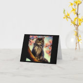 Oriental Longhair Cat Kaart (Gele Bloem)