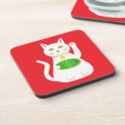 Oriental Lucky Cat Bier Onderzetter (Linkerzijde)