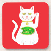 Oriental Lucky Cat Bier Onderzetter (Voorkant)