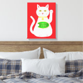 Oriental Lucky Cat Canvas Afdruk (Insitu (Slaapkamer))