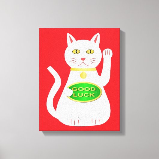 Oriental Lucky Cat Canvas Afdruk (Voorkant)