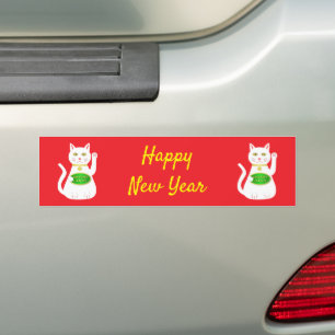Oriental Lucky Cat Chinese New Year Custom Bumpersticker