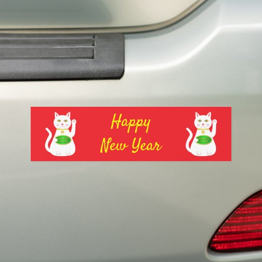 Oriental Lucky Cat Chinese New Year Custom Bumpersticker (Op auto)