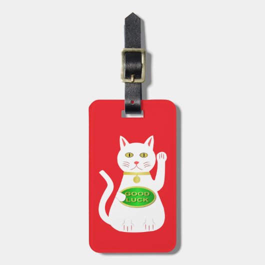 Oriental Lucky Cat Custom Name Bagagelabel (Voorkant verticaal)