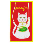Oriental Lucky Cat Custom Name Klein Cadeauzakje (Voorkant)