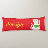 Oriental Lucky Cat Custom Name Lichaamskussen (Achterkant)