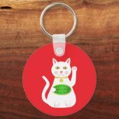 Oriental Lucky Cat Custom Name Sleutelhanger (Voorkant)