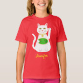 Oriental Lucky Cat Custom Name T-shirt (Voorkant)