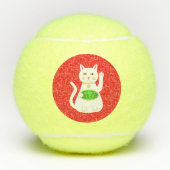 Oriental Lucky Cat Custom Name Tennisballen (Voorkant)