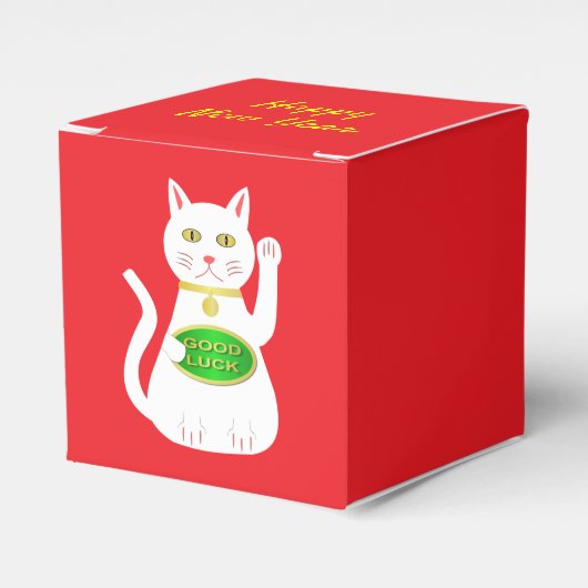 Oriental Lucky Cat Custom New Year Bedankdoosjes (Voorkant Zijde)