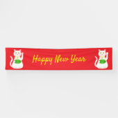 Oriental Lucky Cat Custom New Year Spandoek (Horizontaal)