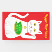 Oriental Lucky Cat Custom New Year Spandoek (Horizontaal)