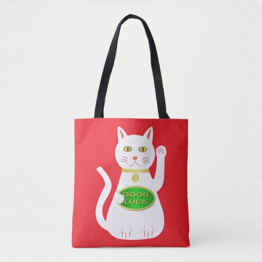 Oriental Lucky Cat Double Sided Print Tote Bag (Voorkant)