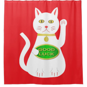 Oriental Lucky Cat Douchegordijn