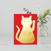 Oriental Lucky Cat Folie Feestdagen Briefkaart (Staand Voorkant)