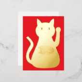 Oriental Lucky Cat Folie Feestdagen Briefkaart (Voorkant / Achterkant)