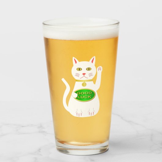 Oriental Lucky Cat Glas (Voorkant gevuld)
