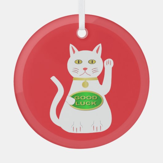 Oriental Lucky Cat Glas Ornament (Voorkant)