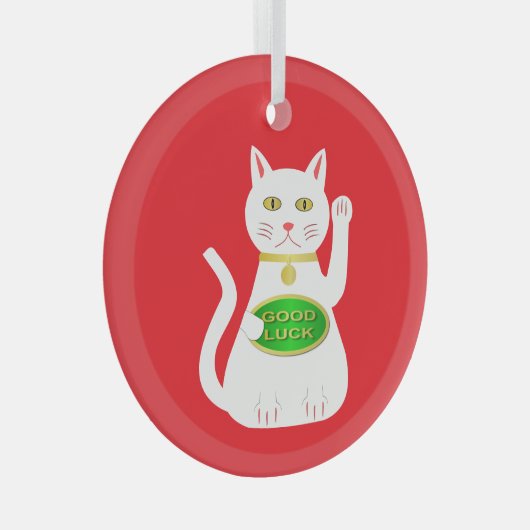 Oriental Lucky Cat Glas Ornament (Voorkant Rechts)