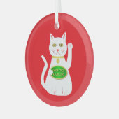 Oriental Lucky Cat Glas Ornament (Voorkant links)